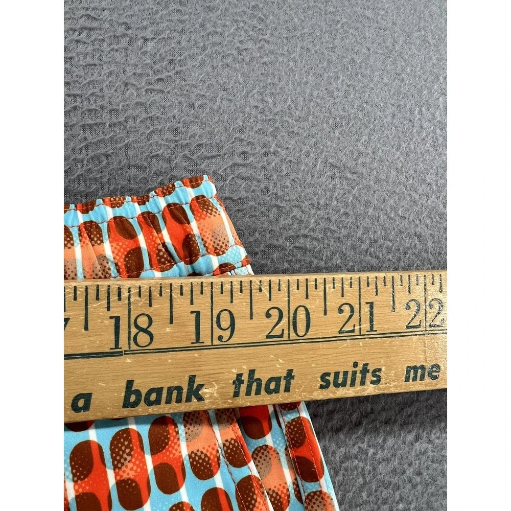 SWIMS Swim Shorts Men's 2XL Geo Mod Print Orange Blue Drawstring Lined Polyester